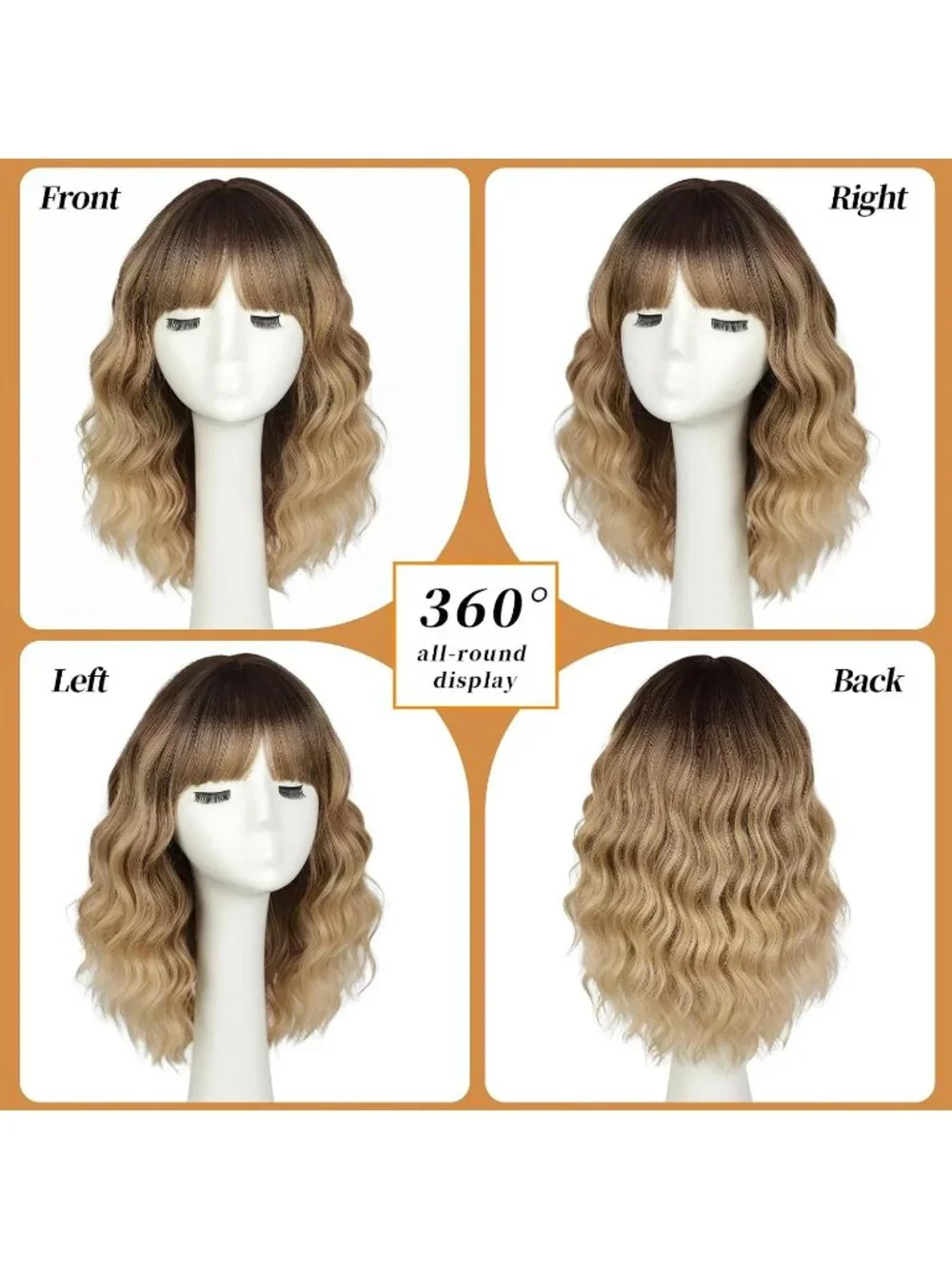 Women's Dark Blonde 14 Inch Heat Resistant Synthetic Fiber Shoulder Length Wigs